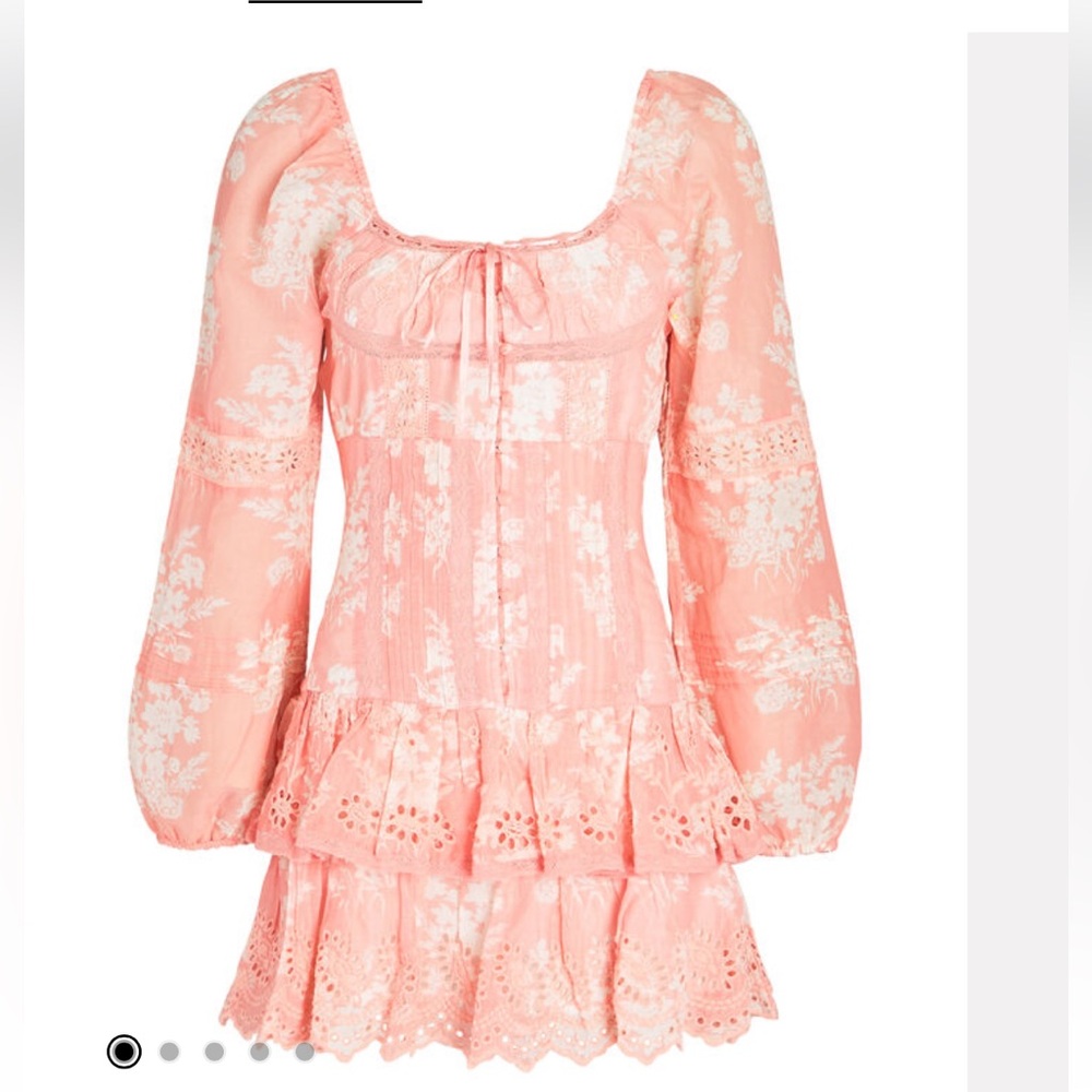 LoveShackFancy Tayton Mini Dress In Coral Romance 4 NWT